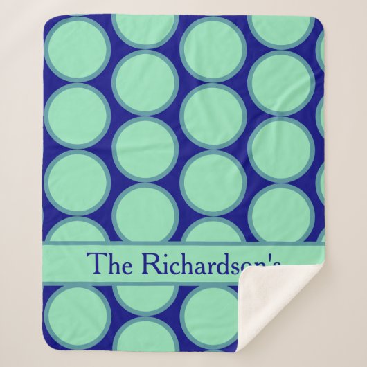 Personalized Navy Mint Polka Dot Pattern Modern  Sherpa Deken (Voorkant)