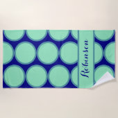 Personalized Navy Mint Polka Dot Pattern Modern  Strandlaken (Voorkant)
