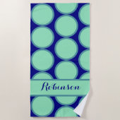 Personalized Navy Mint Polka Dot Pattern Modern  Strandlaken (Voorkant)