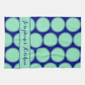 Personalized Navy Mint Polka Dot Pattern Modern  Theedoek (Horizontaal)