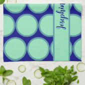 Personalized Navy Mint Polka Dot Pattern Modern  Theedoek (Gevouwen)