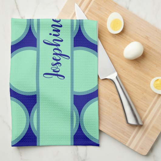 Personalized Navy Mint Polka Dot Pattern Modern  Theedoek (Quarter Fold)