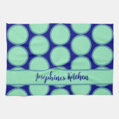 Personalized Navy Mint Polka Dot Pattern Modern  Theedoek (Horizontaal)