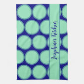 Personalized Navy Mint Polka Dot Pattern Modern  Theedoek (Verticaal)
