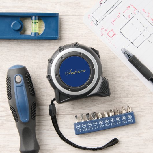 Personalized Navy Tape Measure with Custom Name Pr Rolmaat (Workshop)