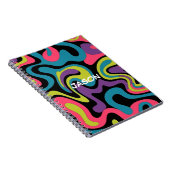 Personalized Neon Abstract Pattern — Retro Design Notitieboek (Rechterzijde)