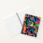 Personalized Neon Abstract Pattern — Retro Design Notitieboek (Binnen)
