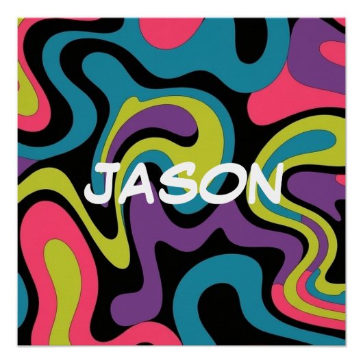 Personalized Neon Abstract Pattern — Retro Design Perfect Poster (Voorkant)