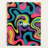 Personalized Neon Abstract Pattern — Retro Design Planner (Voorkant)