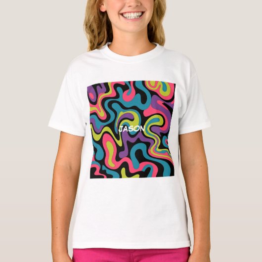 Personalized Neon Abstract Pattern — Retro Design T-shirt (Voorkant)