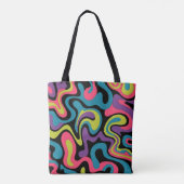 Personalized Neon Abstract Pattern — Retro Design Tote Bag (Achterkant)