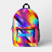Personalized Neon Backpack | Abstract Rainbow Kids Bedrukte Rugzak (Voorkant)