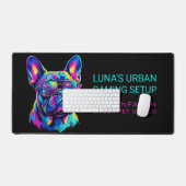 Personalized Neon French Bulldog Gaming Bureaumat (Keyboard & Muis)