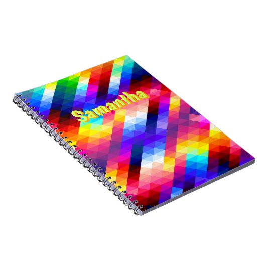 Personalized Neon Rainbow Notebook – Abstract  Notitieboek (Rechterzijde)