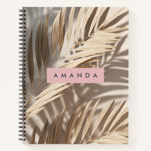 Personalized Neutral Palm Shadows Tropical Notitieboek (Voorkant)