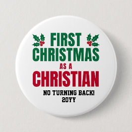 Personalized NEW CHRISTIAN FIRST CHRISTMAS Ronde Button 7,6 Cm