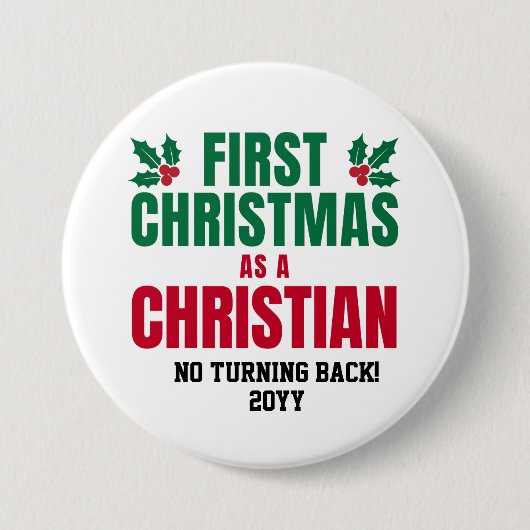 Personalized NEW CHRISTIAN FIRST CHRISTMAS Ronde Button 7,6 Cm (Voorkant)
