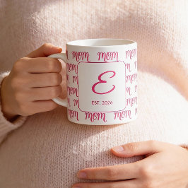 Personalized New Mom Established Pink Name Koffiemok