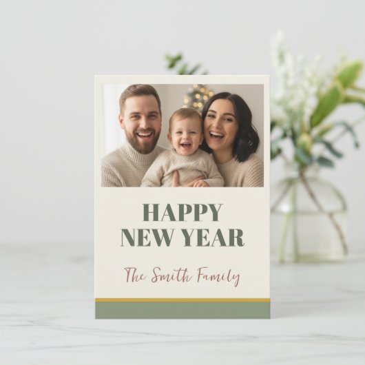Personalized New Year Card 2026, Festive Holiday  Kaart (Staand voorkant)