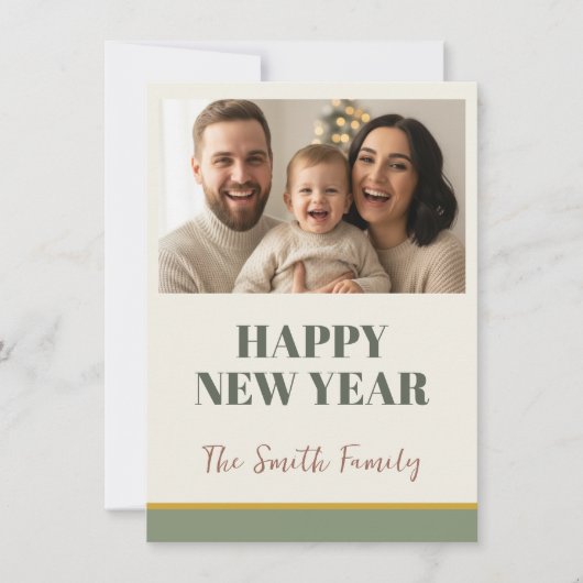Personalized New Year Card 2026, Festive Holiday  Kaart (Voorkant)