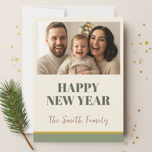 Personalized New Year Card 2026, Festive Holiday Kaart