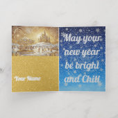 Personalized New Year's greetings in gold Folie Feestdagenkaart (Binnenlaag)