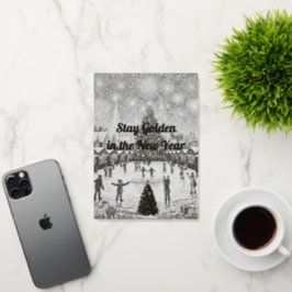 Personalized New Year's greetings in gold  Folie Feestdagenkaart