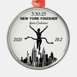 Personalized New York Marathon Finisher Gift Metalen Ornament