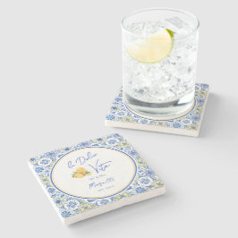 Personalized Newlywed Mediterranean Coastal Home  Stenen Onderzetter