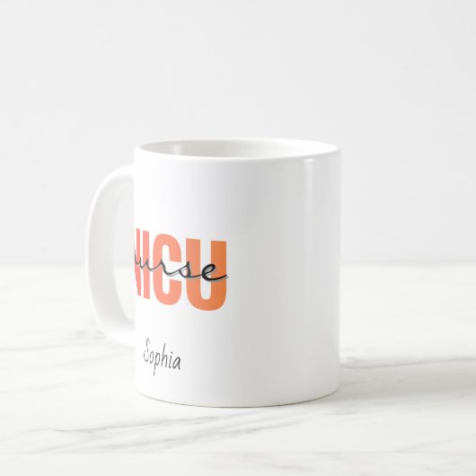 Personalized NICU Nurse Bold Typography Koffiemok (Voorkant links)