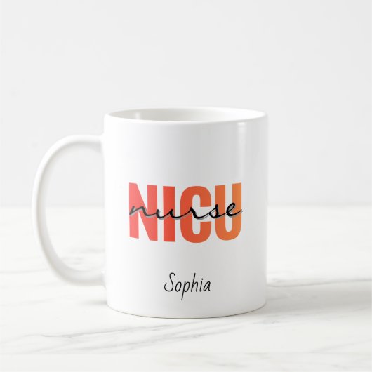 Personalized NICU Nurse Bold Typography Koffiemok (Links)