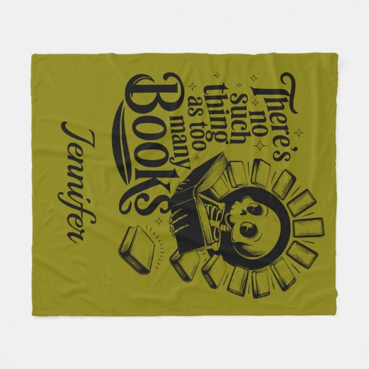 Personalized No Such Thing Too Many Bookworm Fleece Deken (Voorkant (Horizontaal))