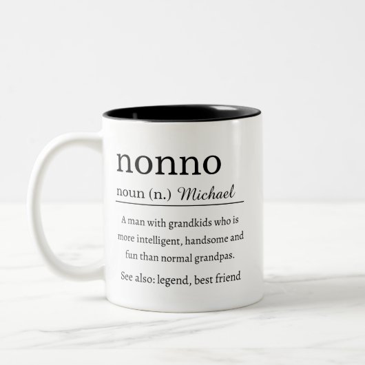 Personalized Nonno Definition Tweekleurige Koffiemok (Links)