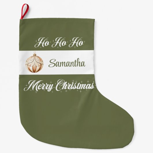 Personalized Nordic Script Christmas Stocking Grote Kerstsok (Voorkant)