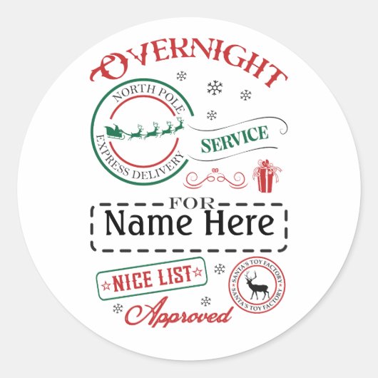 Personalized North Pole Express Delivery Sticker  (Voorkant)