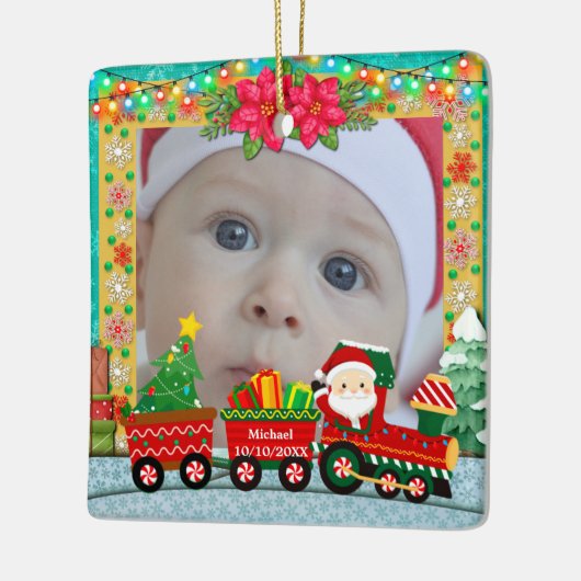 Personalized North Pole Express Photo Christmas Keramisch Ornament (Links)