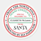 Personalized North Pole Santa Name Sticker (Voorkant)