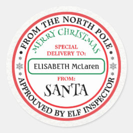 Personalized North Pole Santa Name Sticker