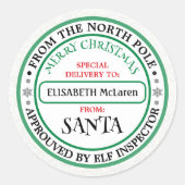 Personalized North Pole Santa Name Sticker (Voorkant)
