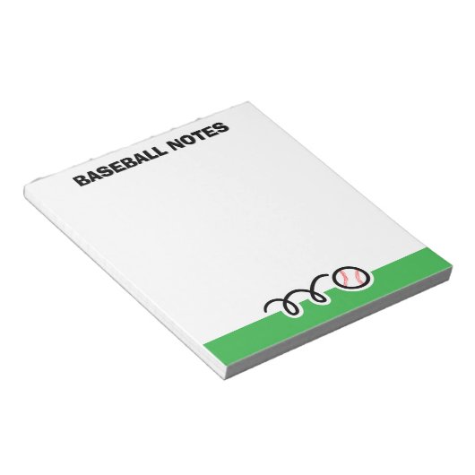 Personalized notepad with quirky baseball design notitieblok (Schuin)
