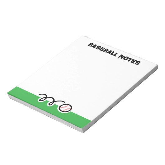 Personalized notepad with quirky baseball design notitieblok (Linkerzijde)