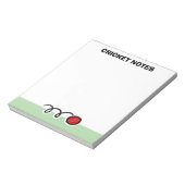 Personalized notepad with red cricket ball design notitieblok (Linkerzijde)