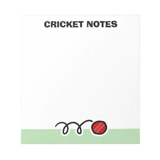 Personalized notepad with red cricket ball design notitieblok (Voorkant)