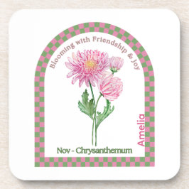 Personalized November Birth Month Flower Coaster Bier Onderzetter