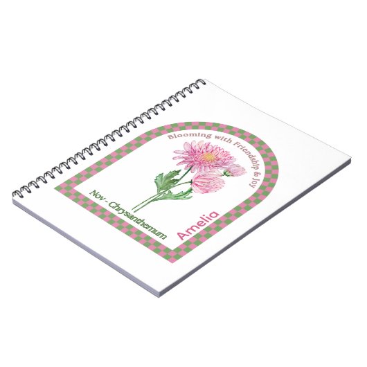 Personalized November Birth Month Flower Notebook Notitieboek (Linkerzijde)