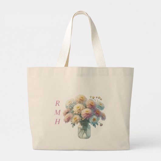 Personalized November Chrysanthemum Tote Bag (Achterkant)