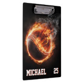 Personalized Number and Name Baseball Ball on Fire Klembord (Rechts)