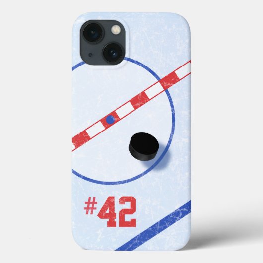 Personalized Number, Center Ice Hockey Player Case-Mate iPhone Case (Achterkant)