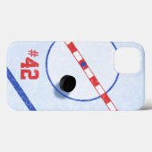 Personalized Number, Center Ice Hockey Player Case-Mate iPhone Case (Achterkant (horizontaal))