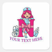 Personalized Nurse Alphabet N Gift Vierkante Sticker (Voorkant)